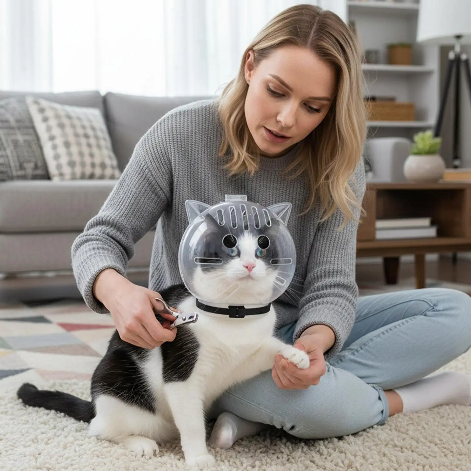 Cat Bubble Muzzle Transparent Breathable Face Cover Cat Hood for Small Dogs Bathing Shedding Nail Trimming Shower Behavior