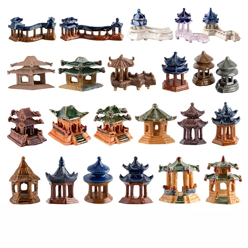 Pequeno Rockery Decoração Acessórios, Água Pedra Paisagem, Bonsai Pavilhão e Pavilhão, Simulação Building Model, Suculento