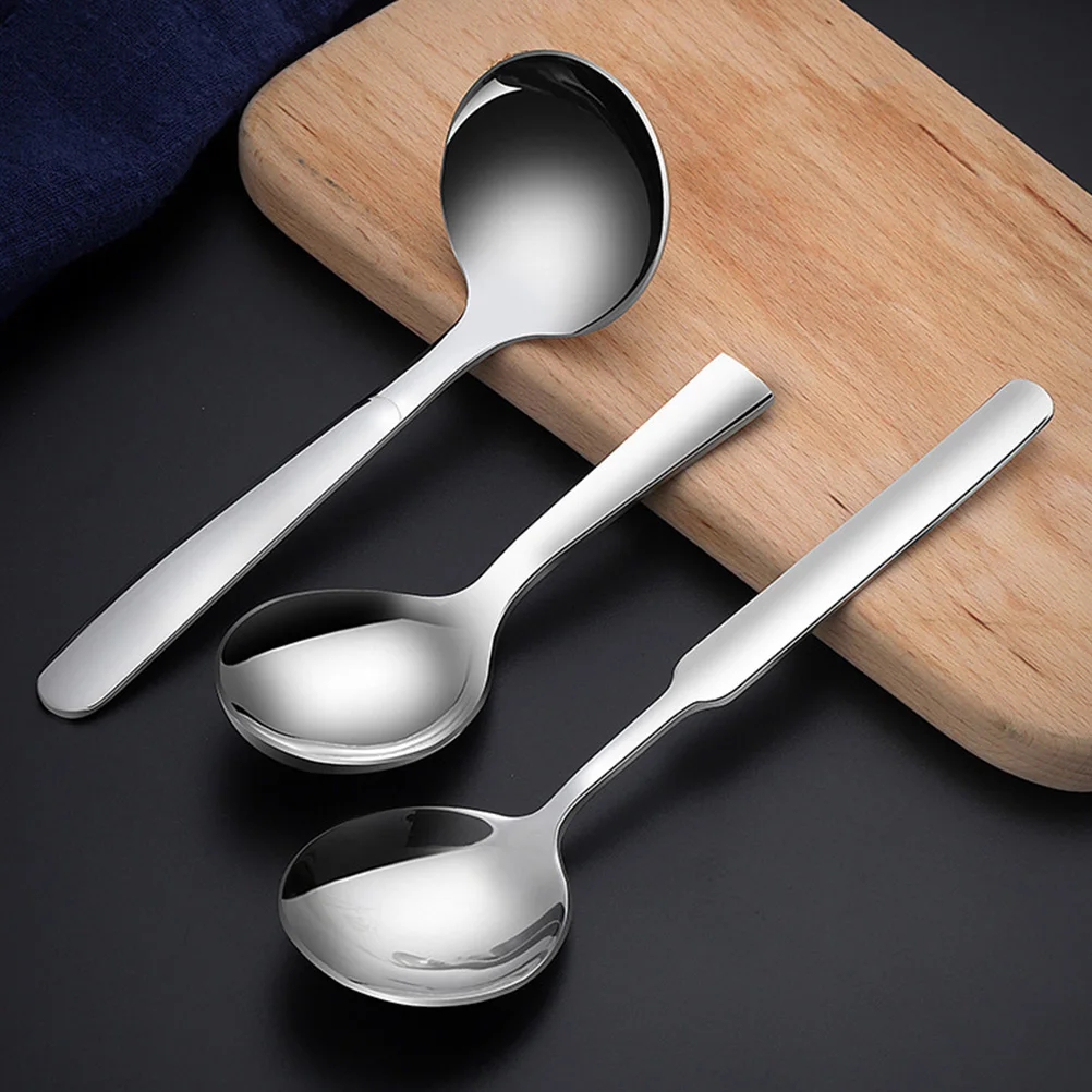 

2 Pcs Stainless Steel Round Spoons Corrosion Resistant Easy to Clean Dessert Coffee Kitchen Home Tableware Reusable