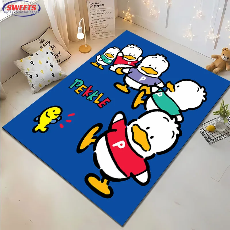 Sanrio Ahiruno Pekkle 3D HD Cartoon Area Carpet,Rug for Living Room Tapete for Bedroom Sofa Doormat Decor,Kid Non-slip Floor Mat