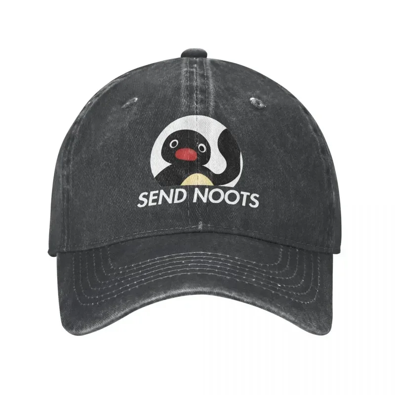 

Send noots men women baseball caps pingu penguin distressed denim caps hat vintage outdoor activities snapback cap