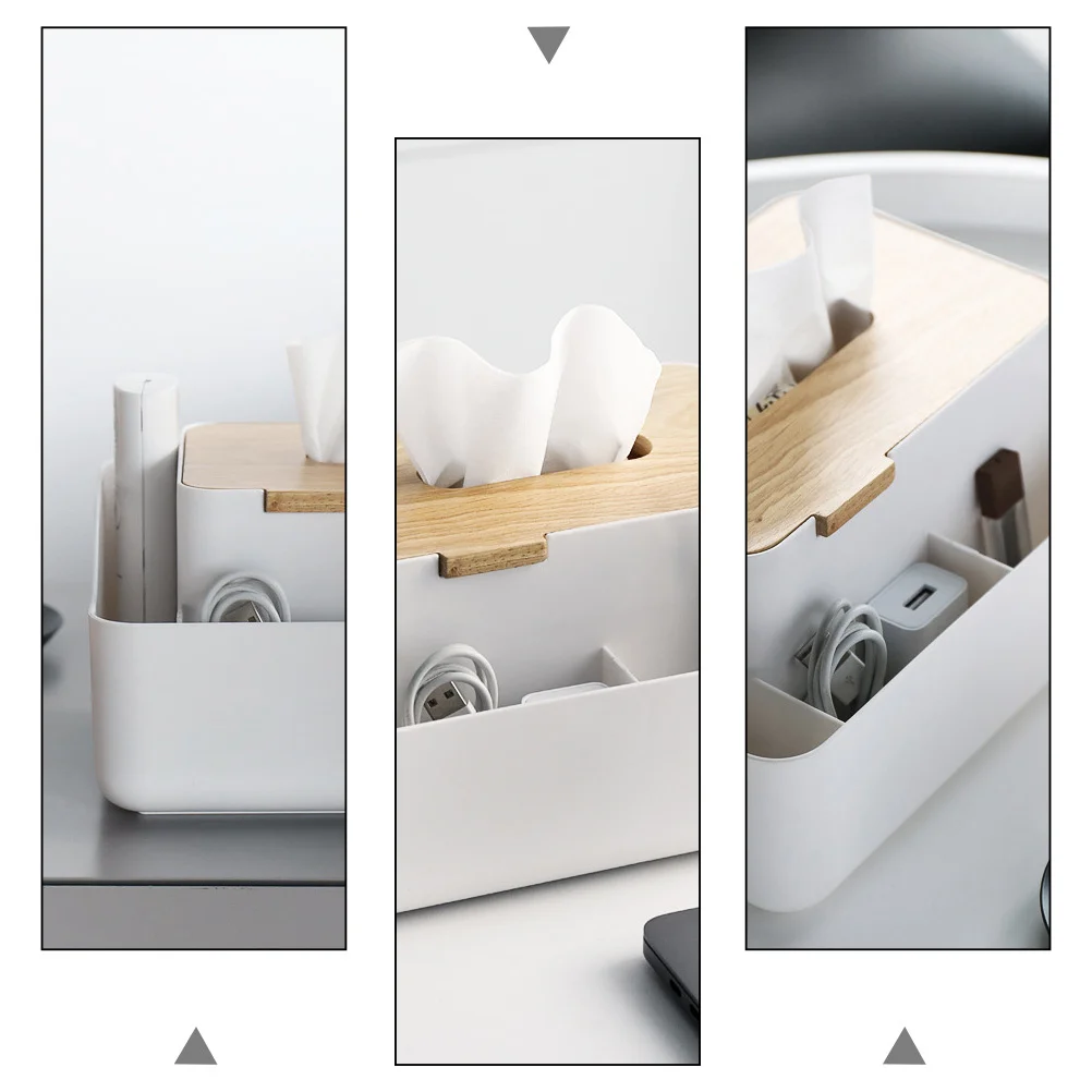 

White Plastic Tissue Box Multi-Purpose Organizer for Home Office Car Bathroom and Stylish Napkin Holder Storage