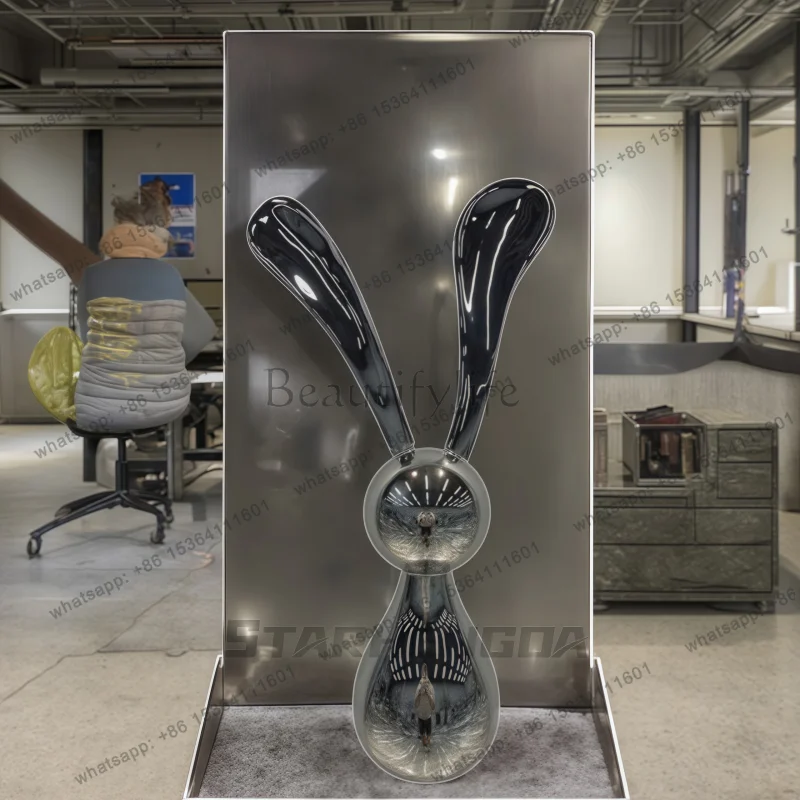 Stainless steel metal indoor Rabbit decoration Living room corridor hotel shop indoor sculpture artwork decoration