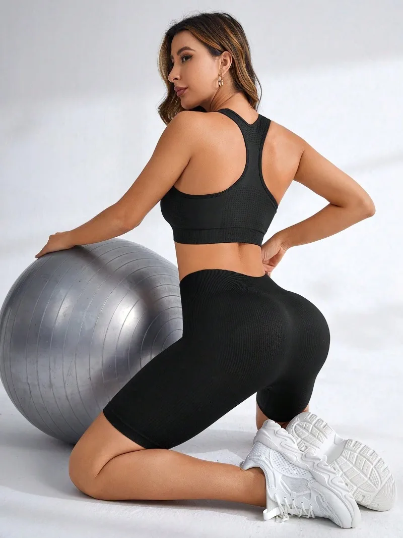 

Women's High Waisted Seamless Ribbed Workout Shorts - 3 Inch, Butt Lifting, Summer Yoga Gym Running Biker Activewear