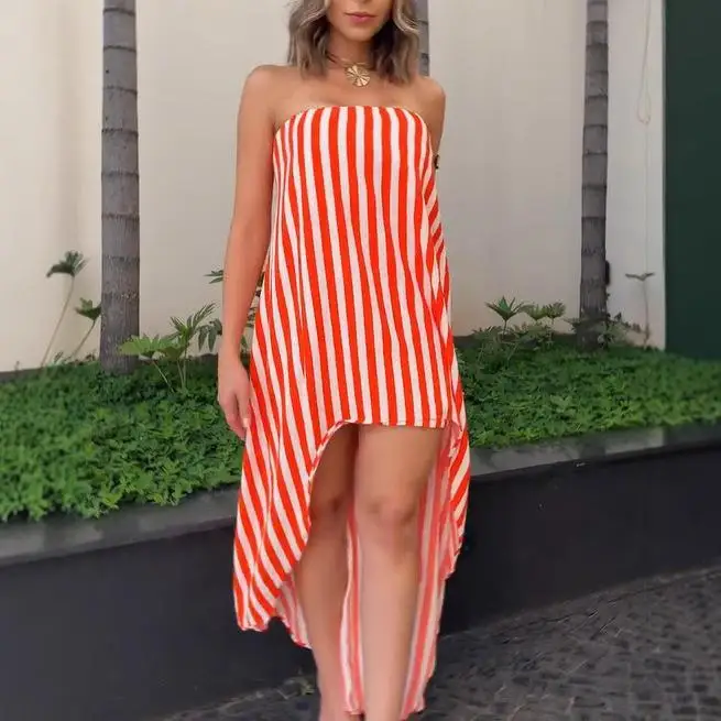 2025 novo sexy solto svel envoltório dr listrado casual commute sle feminino dr cintura solta versão h peça única