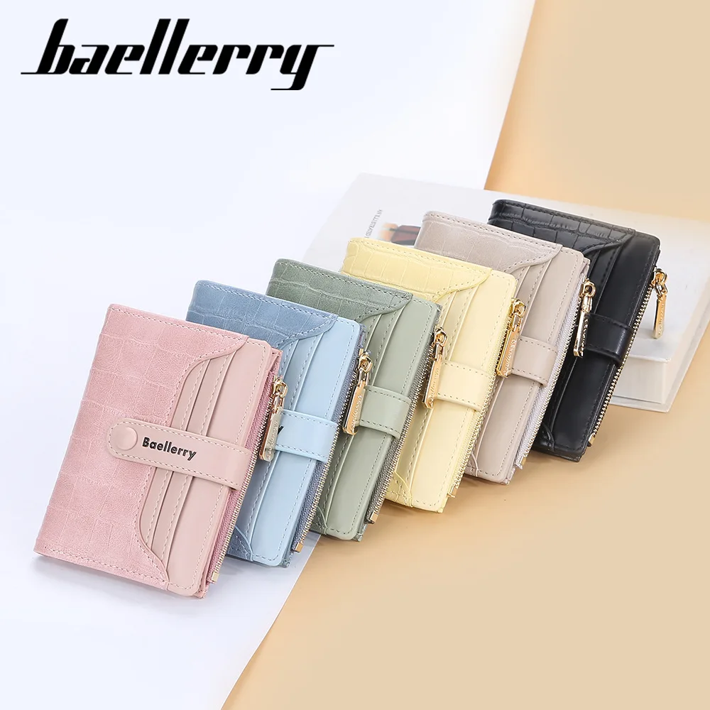 Baellerry Women Short Wallets Stone Stripe Top Quality Card Holder Classic Female Purse Zipper Wallet For Girl