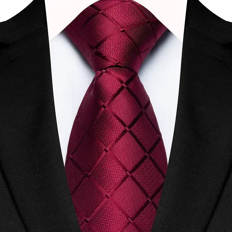 

High Quality Ties for Men Fashion Jacquard Classic Mans Necktie For Wedding 8cm Width Slim Groom Neck Tie Red Striped Tie