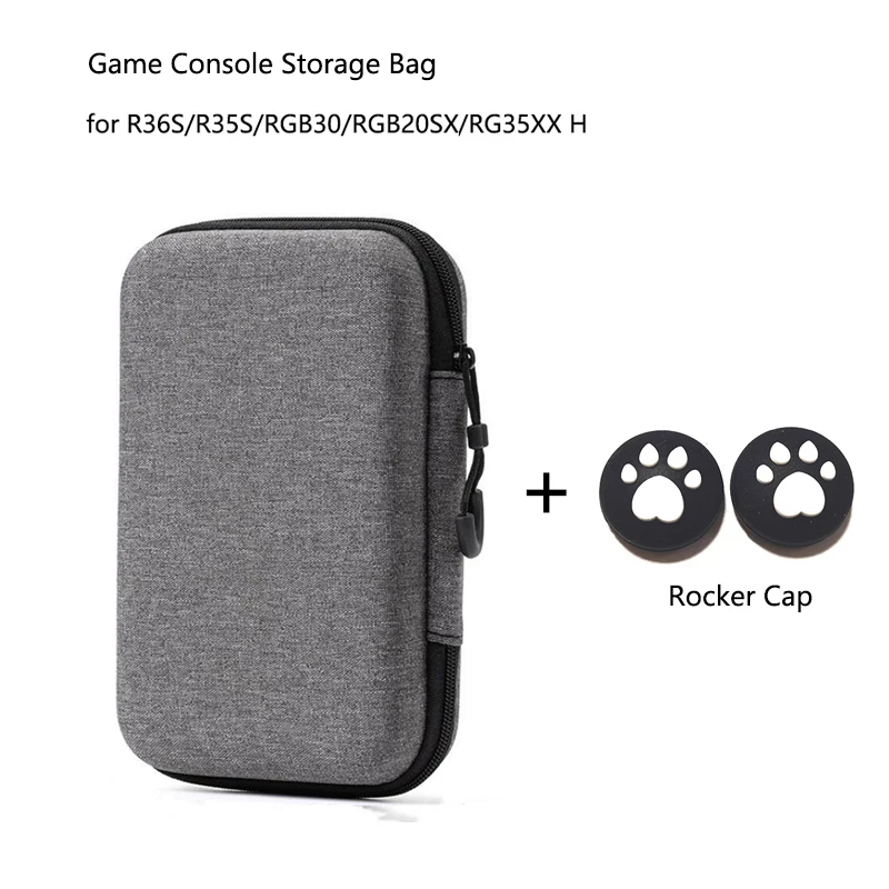 Game Console Case Bag for R36S/R35S/RGB30/RGB20SX/Miyoo Mini Plus/RG35XX H Portable Storage Handheld Bag Shockproof Case+Rocker