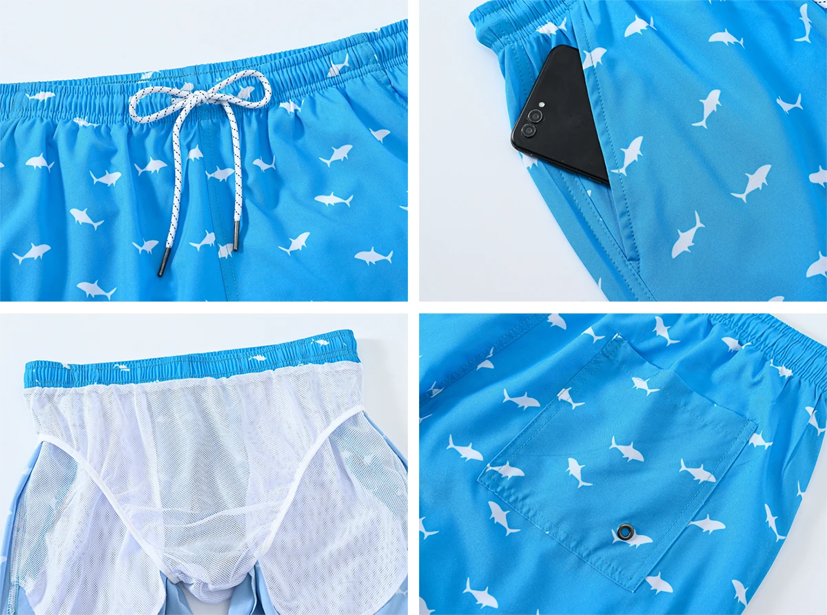 Zomerse Strandshorts Voor Heren, Snel Droog Zwembroek, Met Een Korte Surfplank Met Mesh-Voering