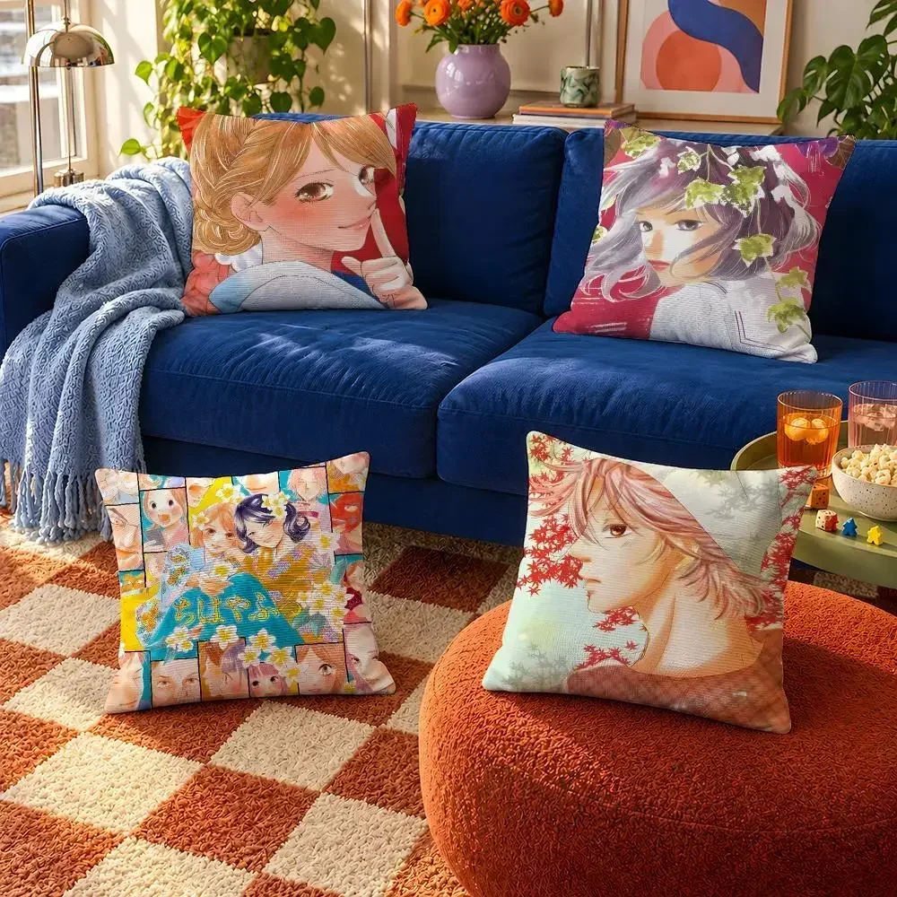 Anime Chihayafuru Chihaya Taichi Arata Cushion Cover Throw Pillow Soft Short Plush Case For Sofa Bedroom Cozy Home Decor Gift
