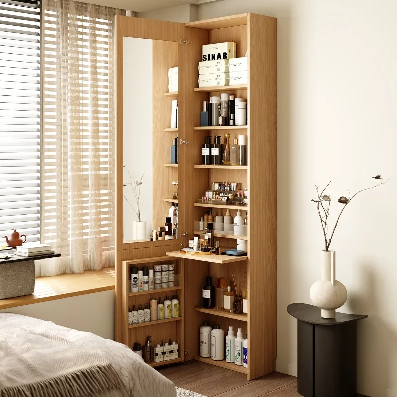 Bedroom makeup table dresser storage cabinet integrated multi-layer cosmetic locker floor rack bedside cabinet