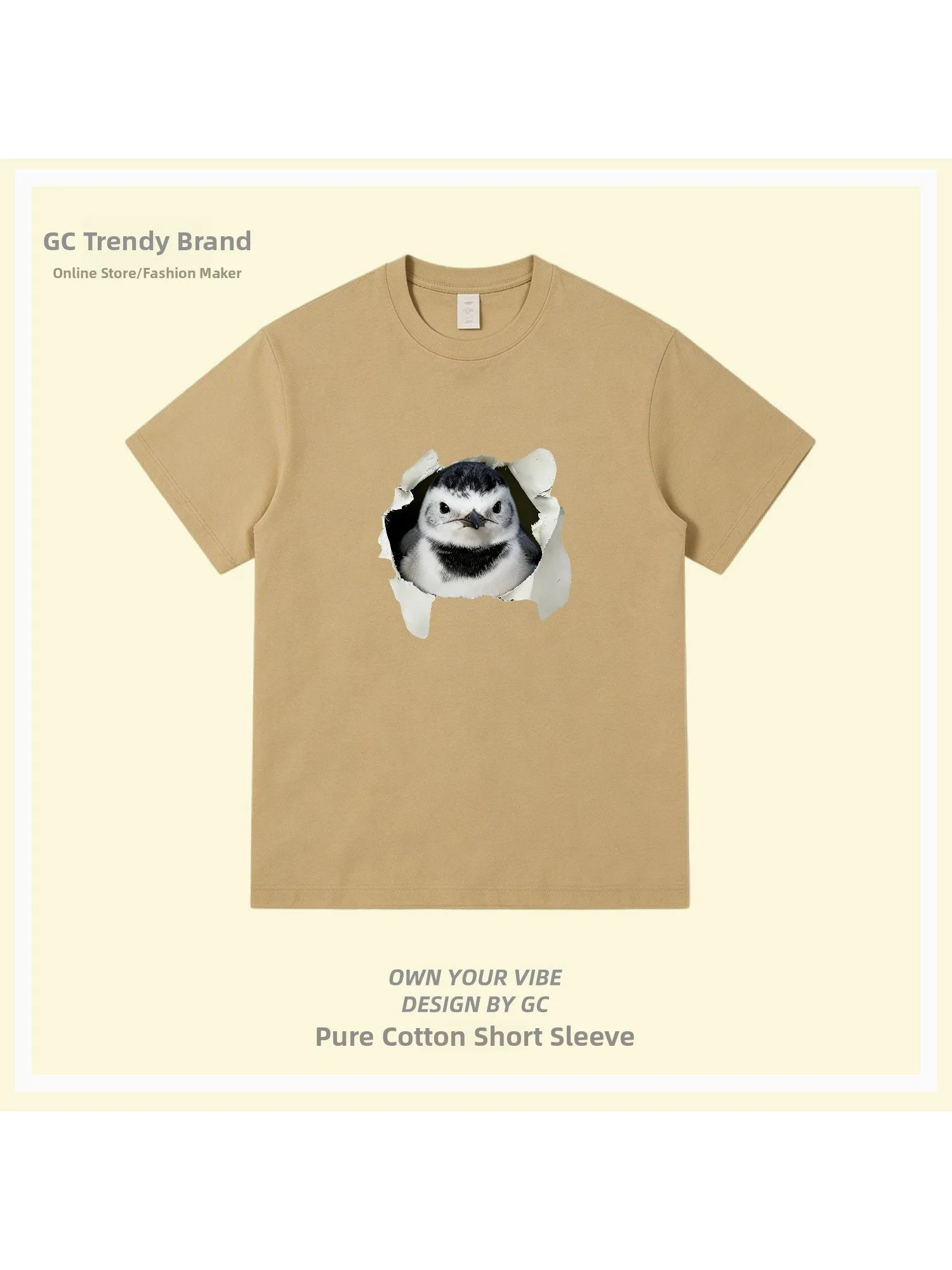 Cotton Bird Watching Cute Hole Design Men Women Short Sleeve T-Shirt Field Pet Bird Guide Pure Cotton Breathable Casual Tee
