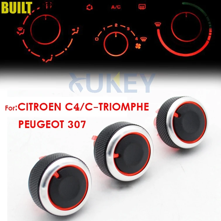 For PEUGEOT 307 CITROEN C-TRIOMPHE C4 Switch Knob Heater Climate Control Buttons Dials Frame AC Air Con Cover Heat