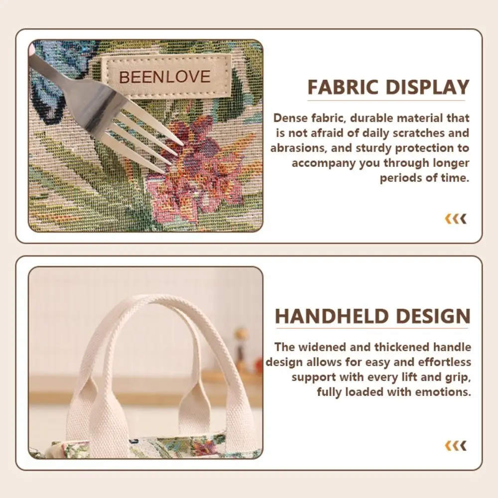 

New Fresh Flowers Lunch Bag Insulated Portable Insulation Bag Large Capacity Lunch Pack Picnic Camping