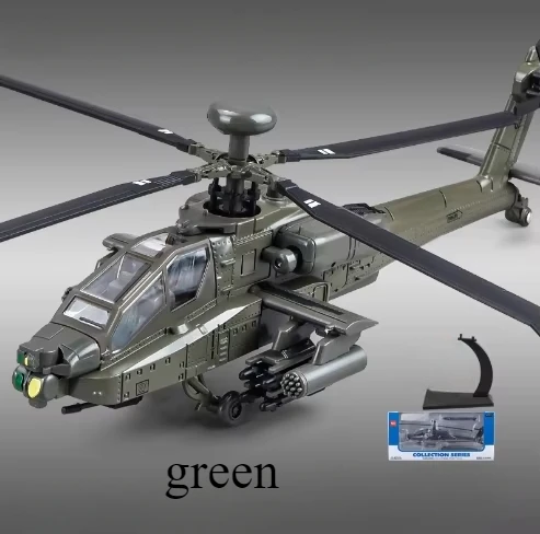 1/32 Apache Armed Helicopter Alloy Diecast Airplane Model Toy Simulation Sound Light Airplane Model Collection Boy Holiday Gifts