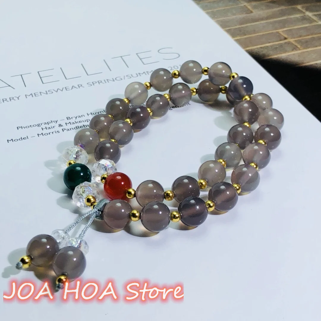 

Natural Jade Handring Light Grey Chalcedony Agate Bracelet Fashion Bangle DIY Handcrafted Products Fine Jewelry