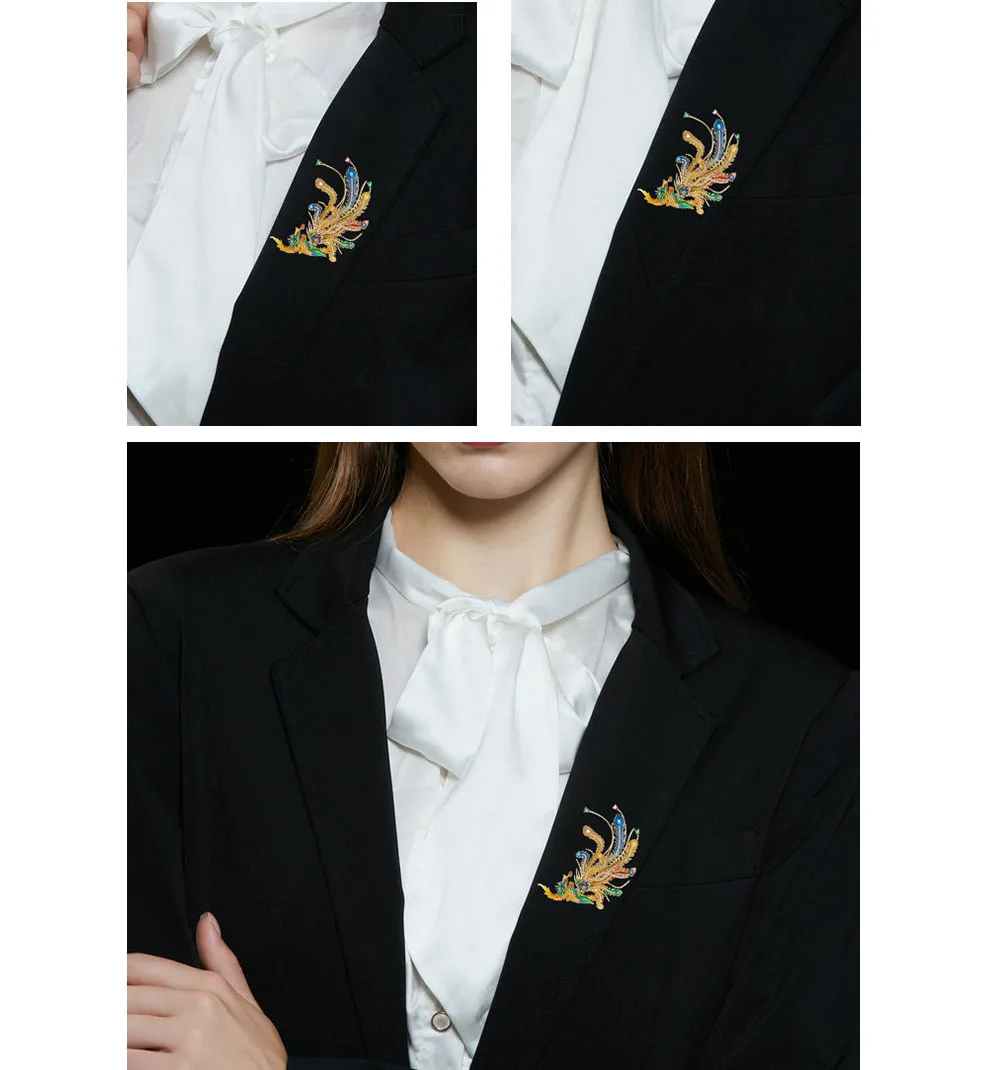 Phoenix Brooch Luxury Pin Accessory Coat Rising Phoenix Chest Flower Animal Corsage Jewelry Banquets Birthday Gifts for Women