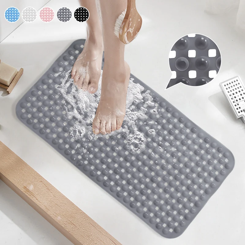 1pc PVC Non-slip Bathroom Mat, Quick Dry Foot Massage Waterproof Shower Mat with Suction Cup, Soft And Comfortable bathtub Mat