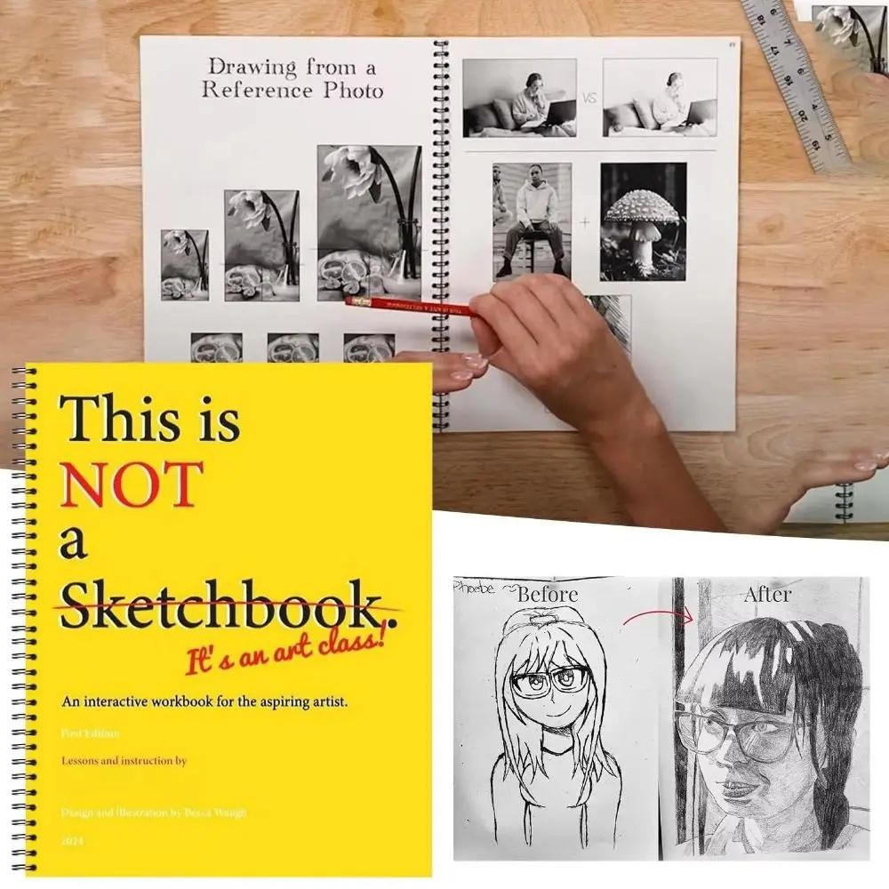 Professional This Is Not a Sketchbook Interactive Workbook Thick Paper Art Class Drawing Book with Lined Blank Pages Stationery