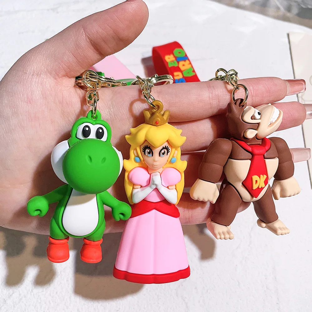 Llavero de Super Mario Bros, Luigi, Toad, Yoshi, Bowser, Figura de Acción, Modelo, Accesorios, PVC, Muñeco de Dibujos Animados, Colgante para Bolsa, Juguetes, Regalo