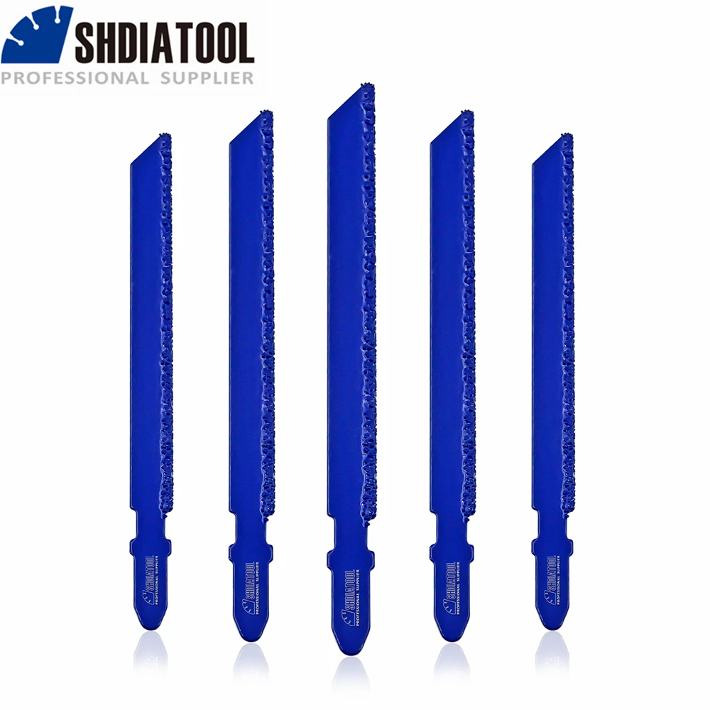 

SHDIATOOL 3/5Pcs Diamond Jig Saw Blades Set T-Shank Cutting Tool For Tile Marble Wood PVC Plastic 100mm Length Tool Accessories