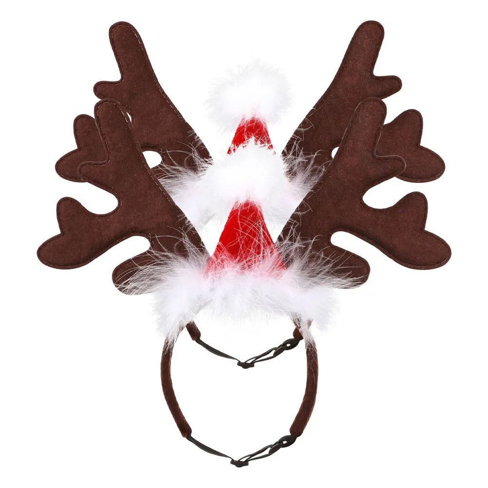 

2Pcs Pet Christmas Reindeer Antlers Headband Soft Comfortable Holiday Dog Cat Headband Festive Pet Christmas Outfit