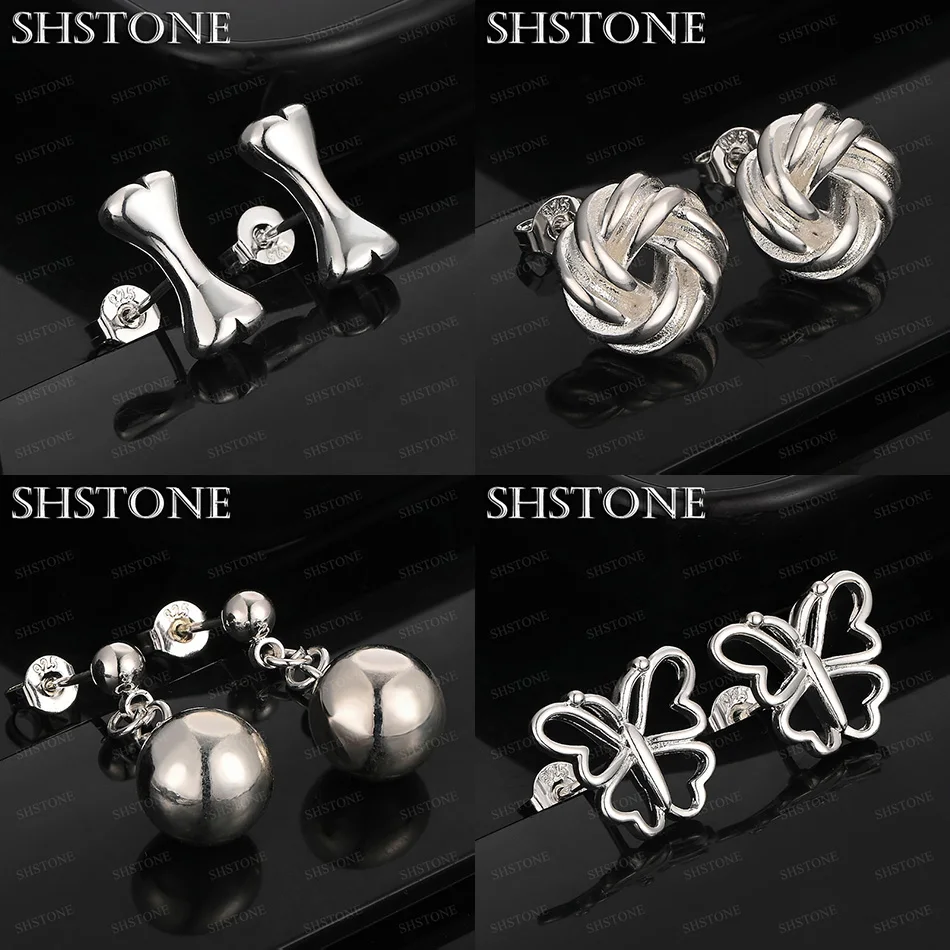 

Классические серьги-гвоздики из стерлингового серебра 925 пробы с круглой бабочкой и костью, женские серьги-гвоздики для рождественской вечеринки, модные красивые милые ювелирные изделия