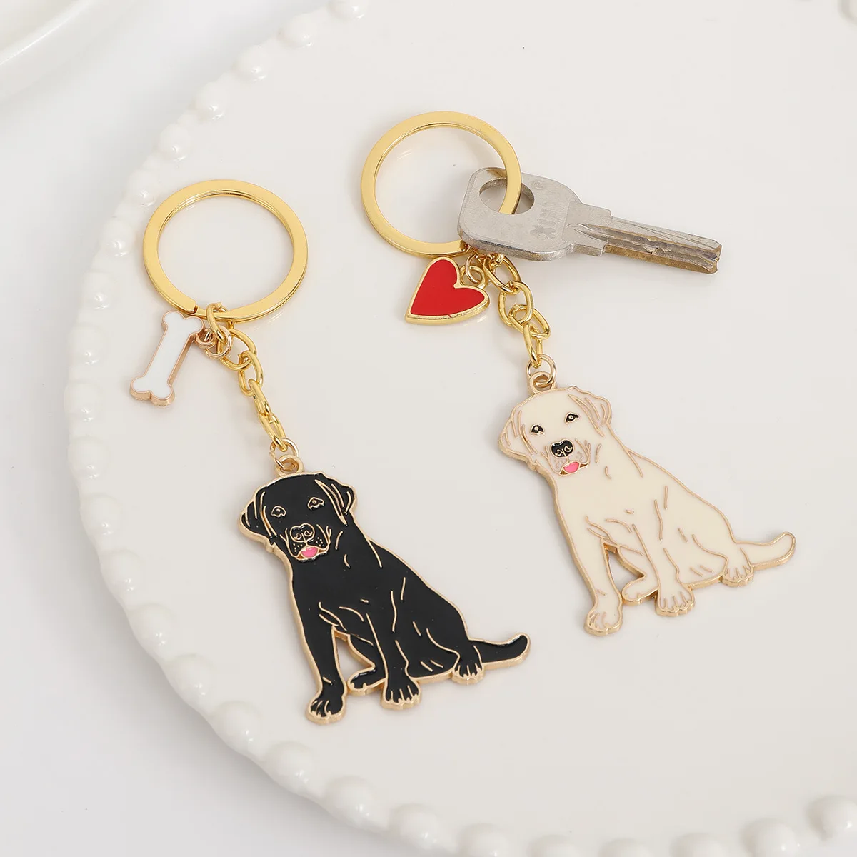 Fashion Animal Golden Retriever dog Keychain pet Dog Pendant pet Enamel Keyring Women Bag Jewelry gifts