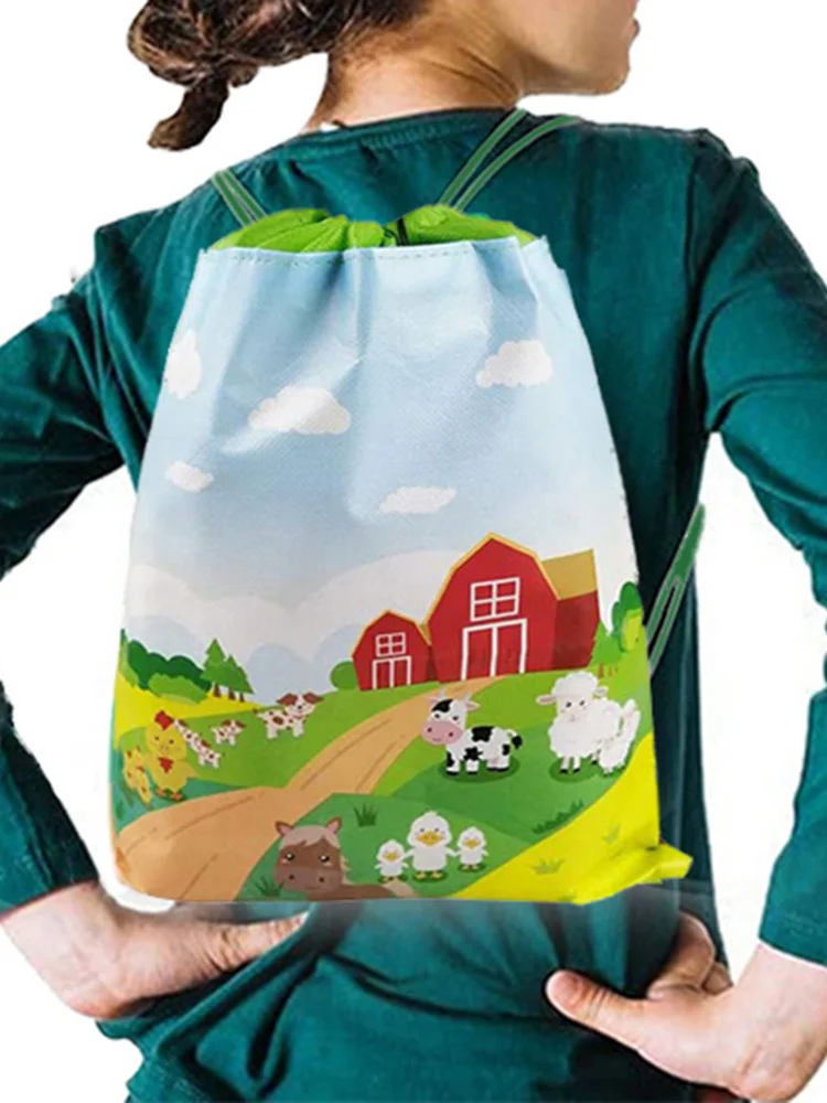 Farm Animal Party Favor Sacos, Barnyard Animal Gift Bag, Tratar Mochilas com Cordão, Suprimentos de Aniversário Infantil, Baby Shower