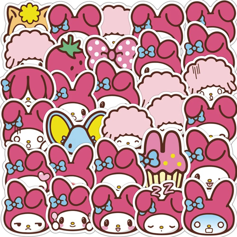 10/20/40pcs Cartoon Kawaii Melody Stickers ragazze Sanrio Anime Sticker per bagagli Scrapbooking Wall Bike estetica decalcomanie regalo