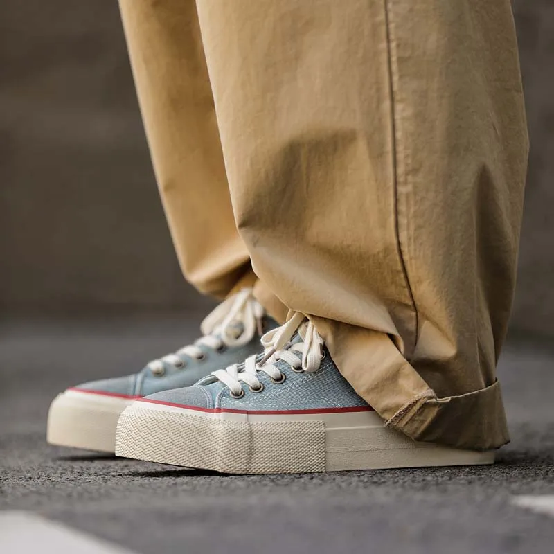 Fashion Blue Men's Canvas Shoes Breathable Platform Vulcanized Shoes For Men Non-slip Skateboard Shoes Man Casual Sports Shoes