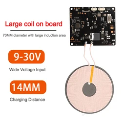 Modulo di ricarica rapida ad alta potenza DC 12V 15W caricabatterie Wireless trasmettitore circuito bobina caricabatterie 3-14mm 5-13mm