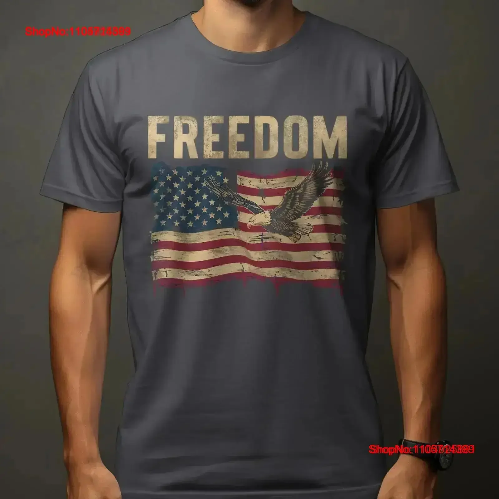 T-shirt vintage Aigle de la Liberté, drapeau américain patriotique, style vieilli, fierté américaine, Jour de l'Indépendance, délavé, élégant, doux, homme vintage