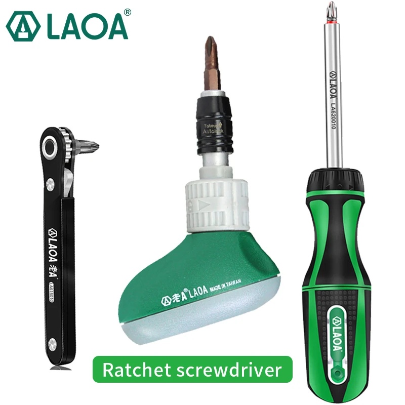 

LAOA Double Ratchet Screwdriver Set S2 Screwdriver Bits Philips/Straight/Torx/Hex Screwdriver Made in Taiwan