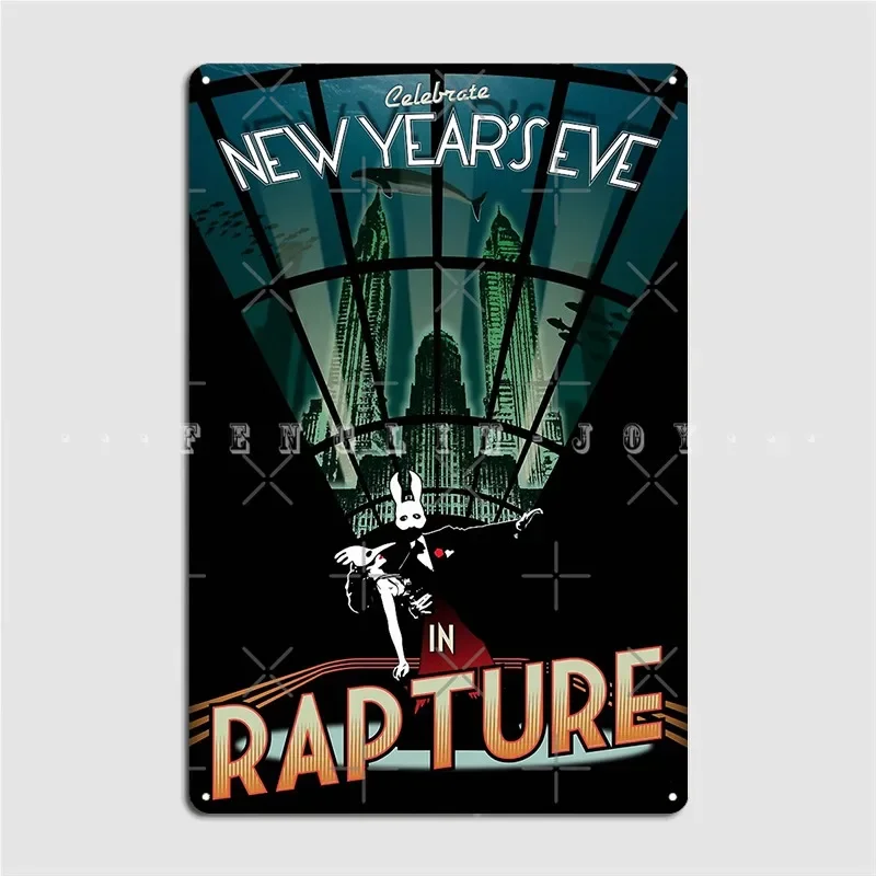 Bioshock nouvel an en Rapture Plaque métallique affiche murale Pub Garage Vintage peinture Décor étain signe affiches