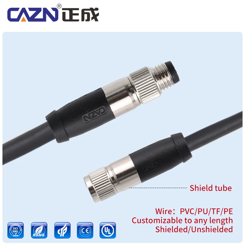 Anti-Vibration M8 Overmolded Plug with Damping 3 4 5 6 8 Pins Unshielded Custom Length 1/2/5m In Stock for Actuator Cable