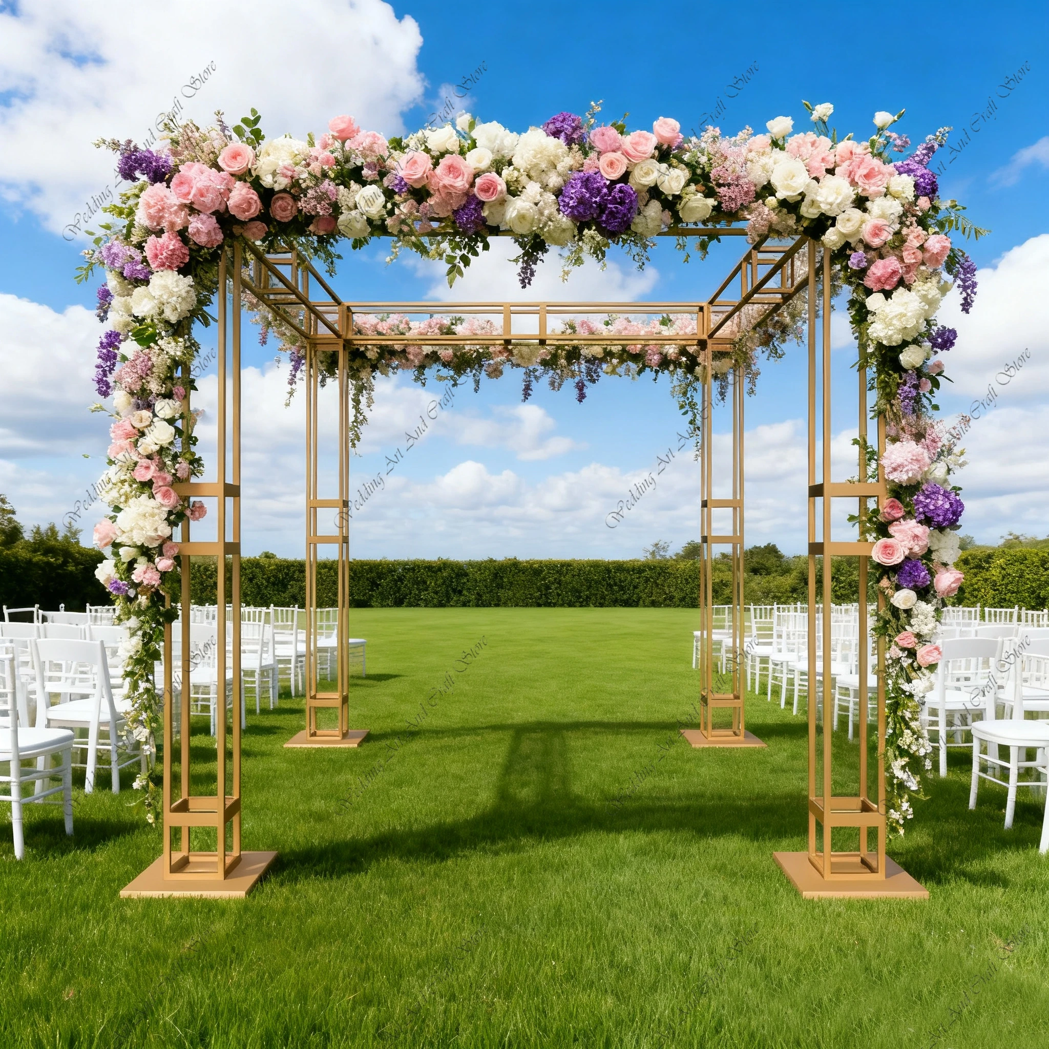 1pcs 2.2/2.4/3.1M f30 Wedding Shiny Arch Veil Rack Flower Rack Square Metal Arch Backdrop Rectangular Wedding background ivy80