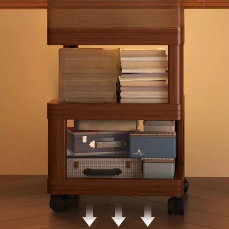 

Modern simple storage coffee table, household mobile three-layer bedside table