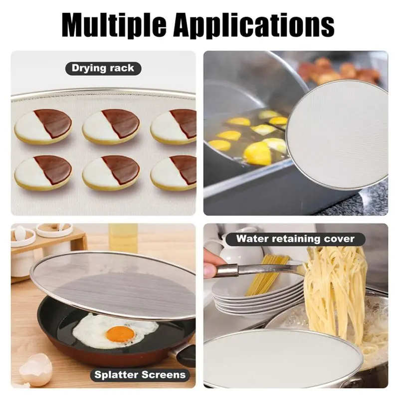 AA94-Grease Splatter Guard, Splatter Screen For Frying Pan, Cooking Shield, Fine Strainer(Black), Kitchen Oil Splash Guard