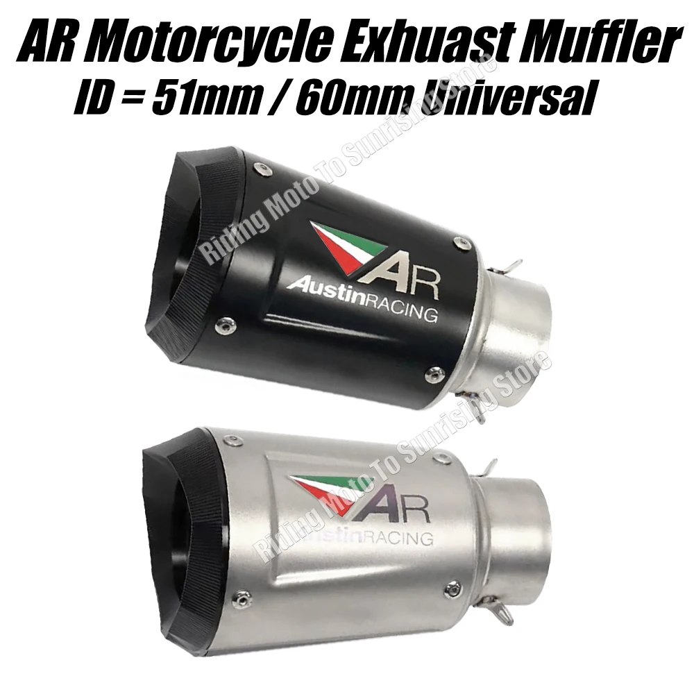 

Universal 51mm 60mm AR Motorcycle Exhaust Muffler Escape For Kawasaki Yamaha Honda Ktm Bmw ETC Motorcycle Exhaust Modified Parts