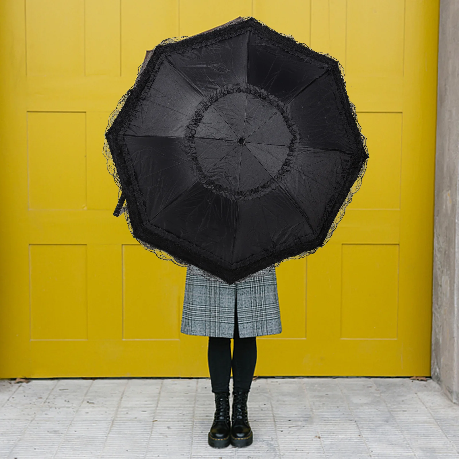 

Lace Parasol Black Compact Lightweight Travel Manual Open Uv Protection Sun Rain Portable Umbrella Parasol Beach Umbrella