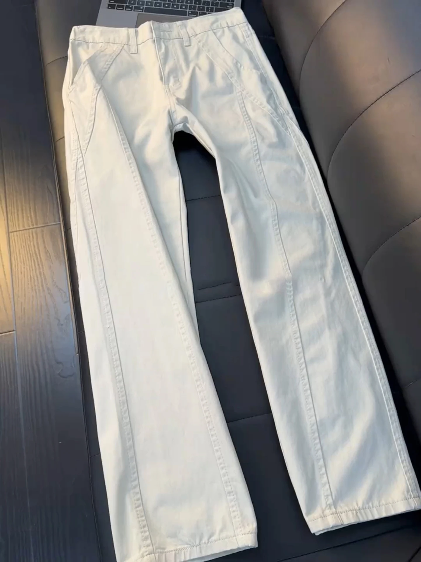 

American Sle Slim Fit Cotton Jeans Men's Autumn Winter Straight Leg Long Leg Effect Workwear Trousers Youth Faion Trend