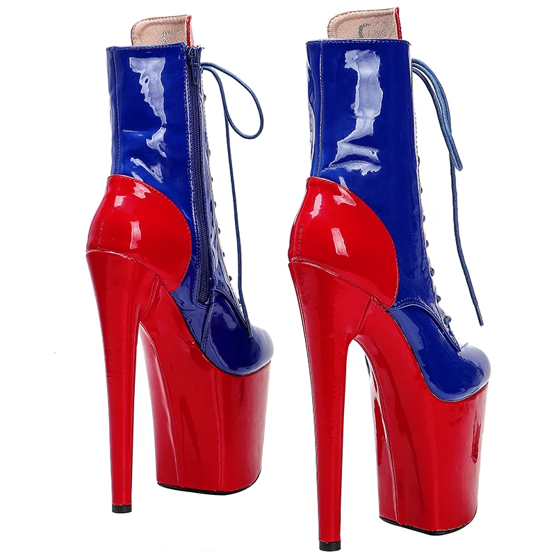 Leecabe 20CM/8inches Shiny  Patent Upper mix color exoticism Trend fashion  High Heel platform stripper heel  Pole Dance boots