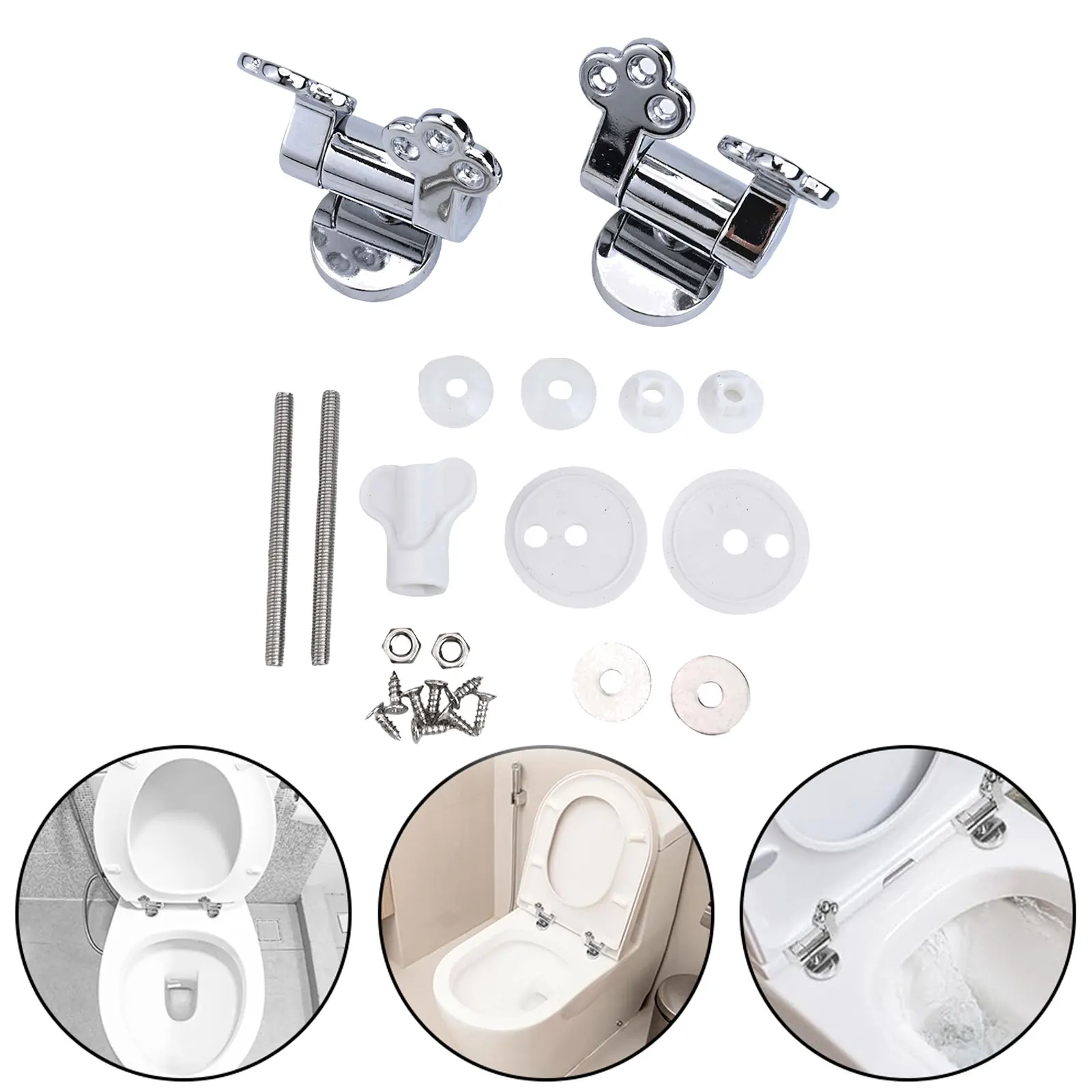 

1set Toilet Slow Down Hinges Slow-down Hinge Toilet Lid Plum-shaped Zinc Alloy Hinge Connector Home Improvement Accessories