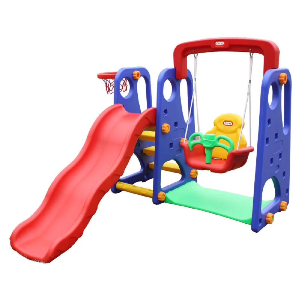 

Cheap Indoor Home Plastic Slide with Swing and Basketball Set for Small Kids Playhouse Kindergarten or School
