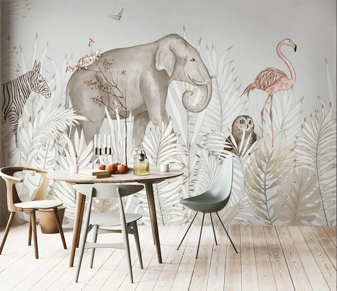 

papel de parede Custom 3d Wallpaper Mural Plant Elephant Deer TV Small Fresh Background wall papers home decor papel pintado