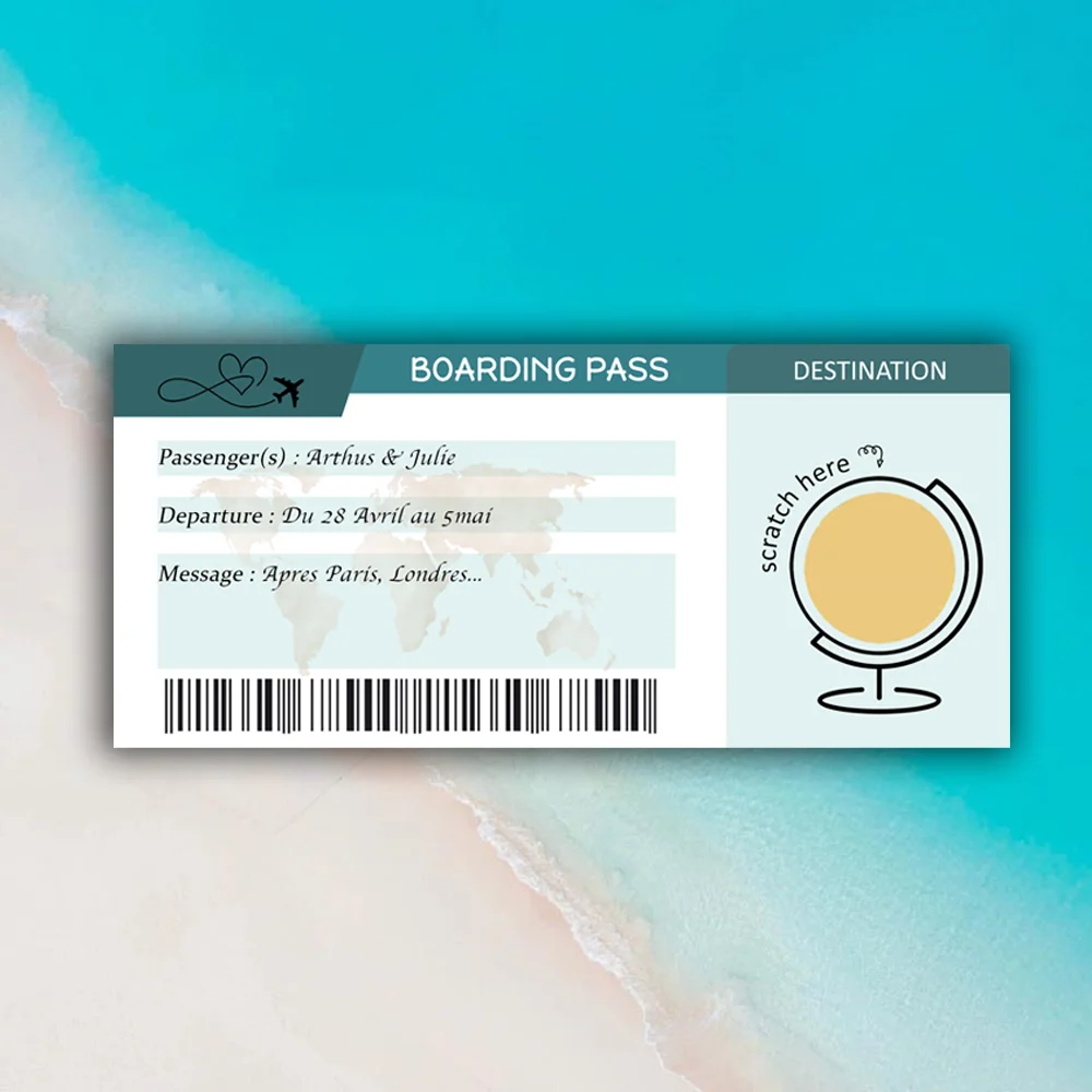 Customizable plane ticket scratch card / Boarding pass / Boarding pass