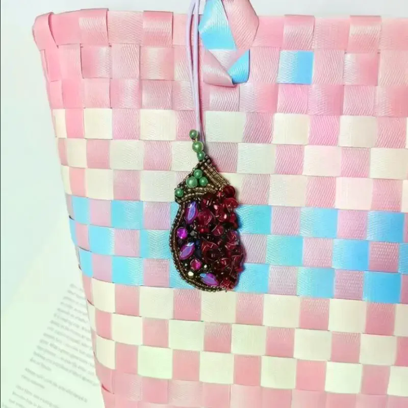 3D Rhinestone Beaded Sequin Bead Summer Fruit Series Rope Patches Crystal Bag Patch Beading Applique Patch