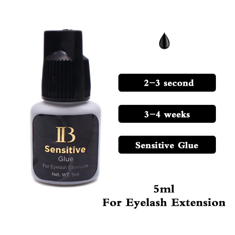 10Bottles IB Sensitive Glue For Eyelash Extensions Korea Lower irritation Lash Glue Black 5ml Retention Lasting Makeup Tools