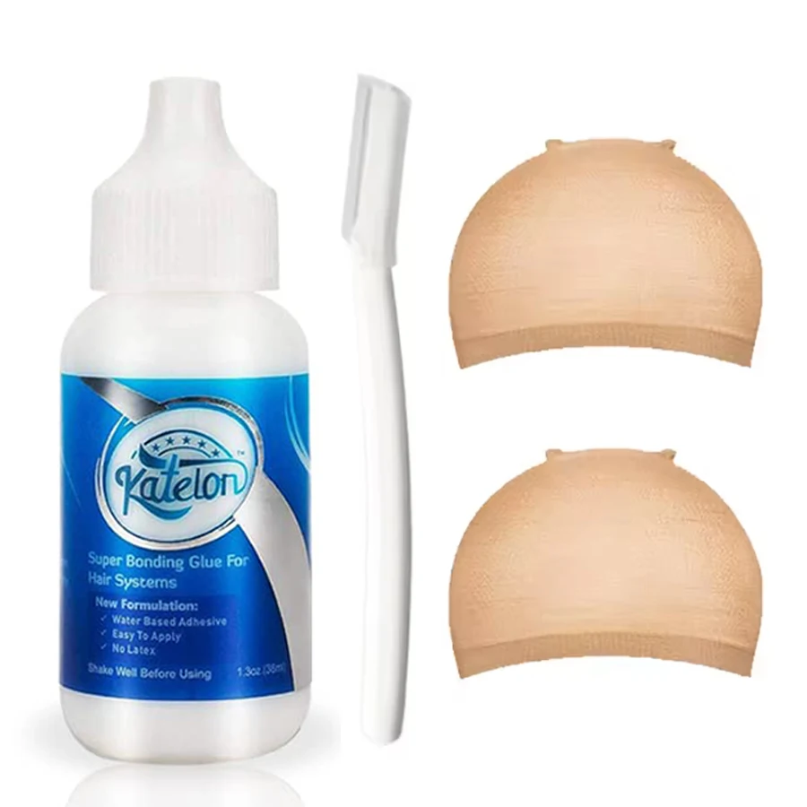 Strong Hold Lace Wig Glue 38ml Fast Dry Waterproof Toupee Adhesives Skin Color Wig Cap Eyebrow Knife Lace Wigs Bond for Beginner